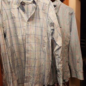 Vineyard Vines Blue and Orange Casual Button Down Shirts.  XL